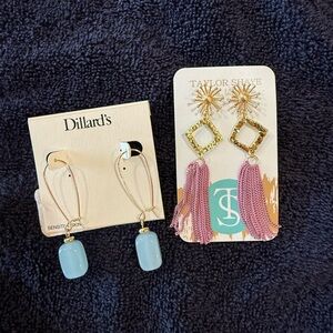 Gold and Blue Drop Earrings
